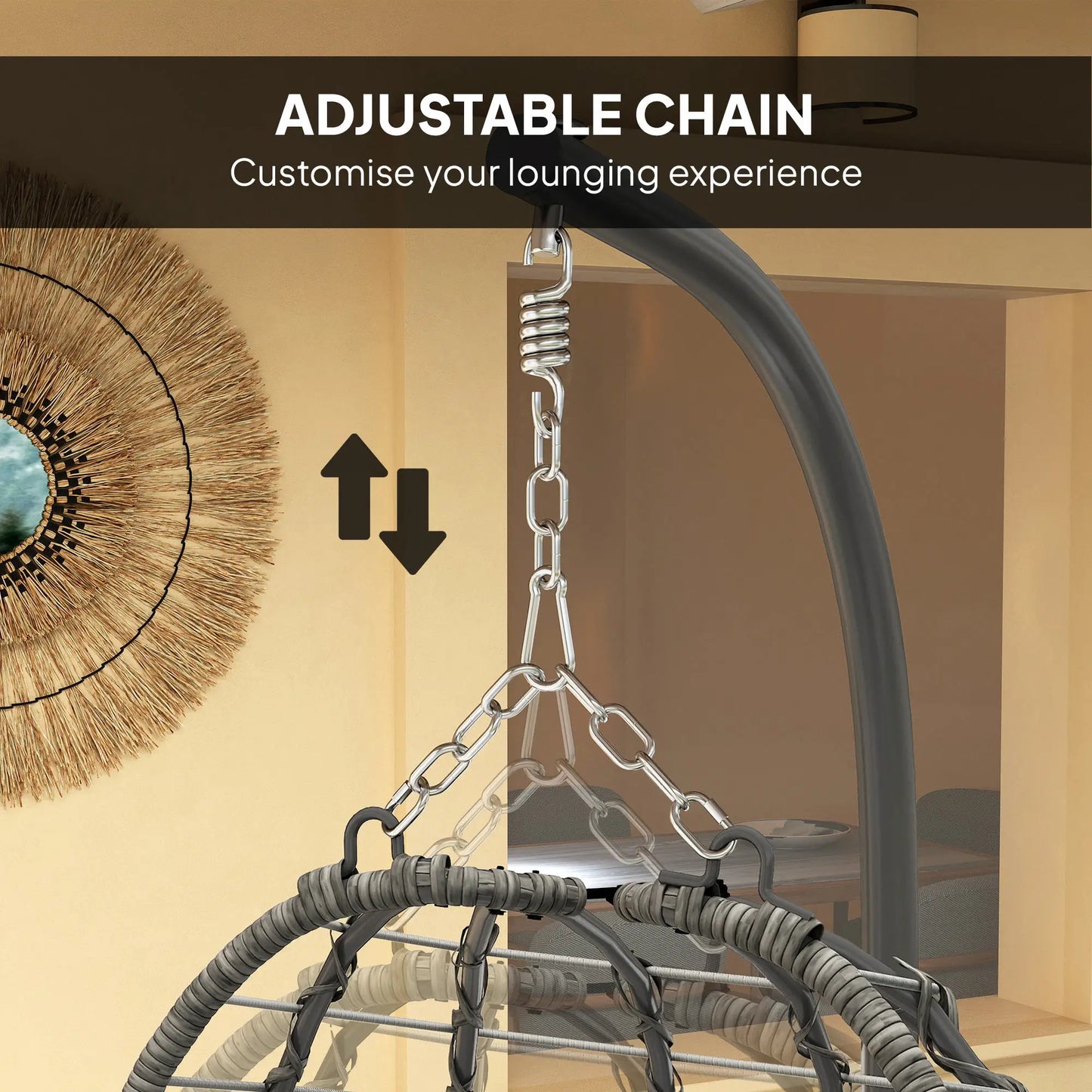 Hanging Egg Chair With Stand, Foldable Wicker Rattan Swing Chair, Light Grey Patio Chairs at Gallery Canada