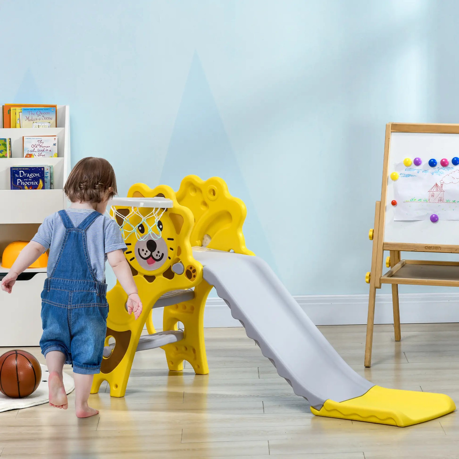 3 in 1 Toddler Slide, Basketball Hoop, Climber, 18-36 Months, Yellow Gym Sets & Swings at Gallery Canada