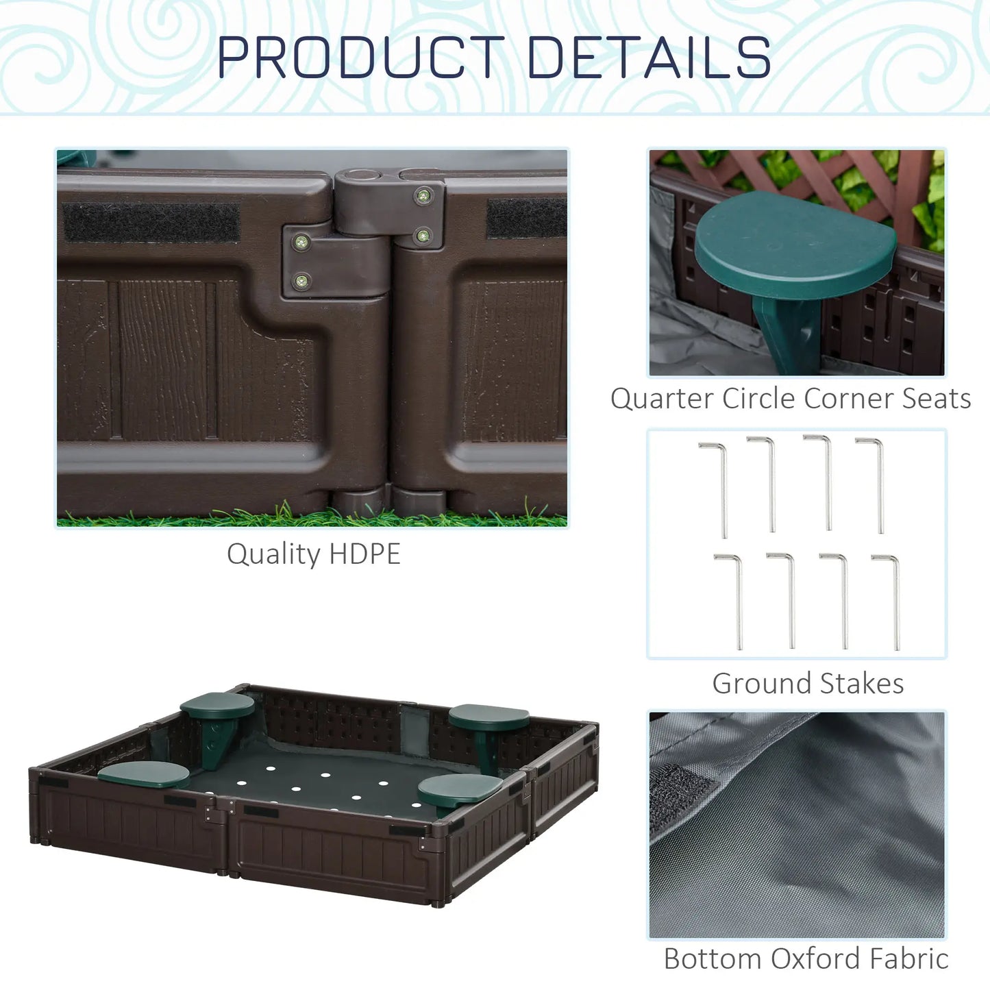 Kids Outdoor Sandbox with Canopy, Bottom Fabric Liner, Brown Sandboxes & Accessories at Gallery Canada