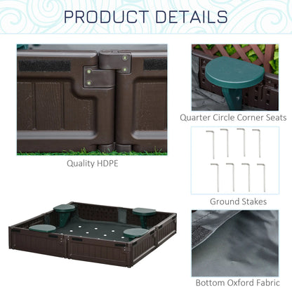 Kids Outdoor Sandbox with Canopy, Bottom Fabric Liner, Brown Sandboxes & Accessories at Gallery Canada