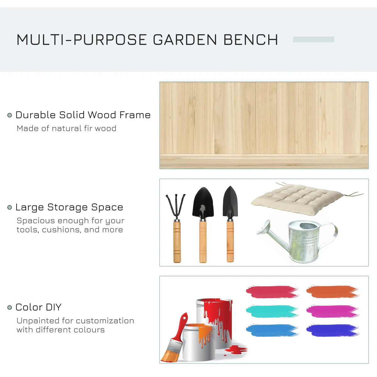 Wooden Garden Bench With Storage Box 45.3x17.7x29.5 Natural Patio Chairs at Gallery Canada