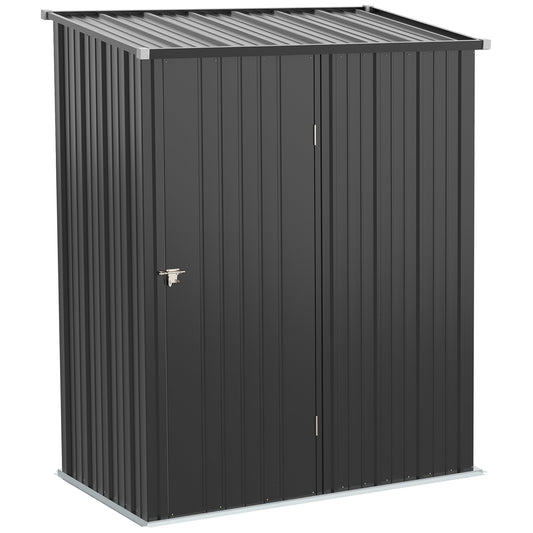 5' x 3' Outdoor Storage Shed, Steel Garden Shed with Single Lockable Door, Tool Storage Shed for Backyard Charcoal Gray - Gallery Canada