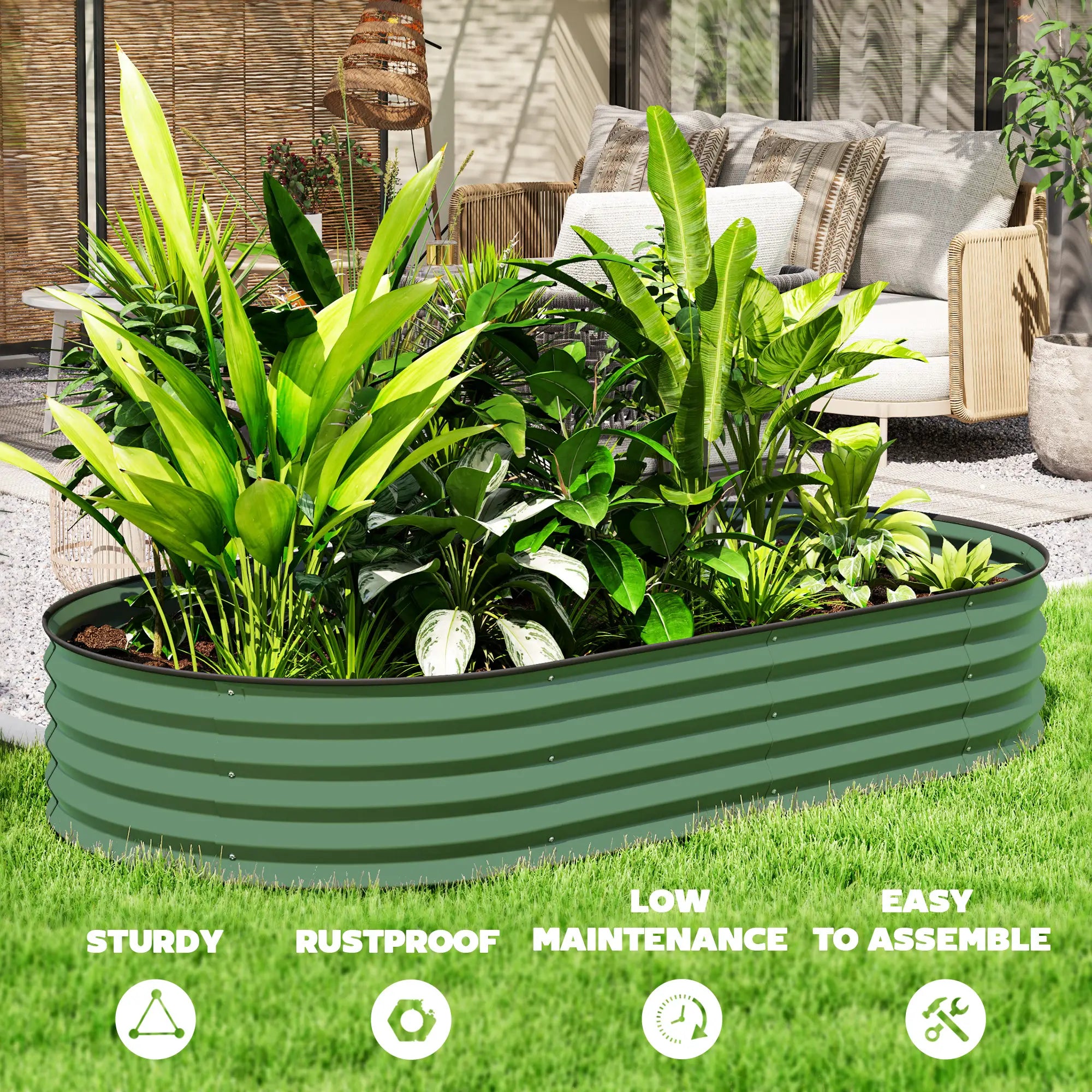 6' x 3' x 1' Galvanized Raised Garden Bed, Light Green Galvanized Planter Boxes at Gallery Canada