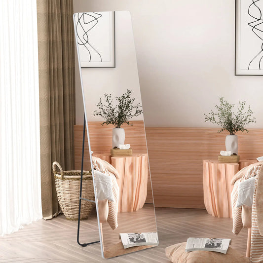63"x18" Full Length Mirror, Floor Standing, Wall-Mounted, Silver Full Length Mirrors Silver at Gallery Canada
