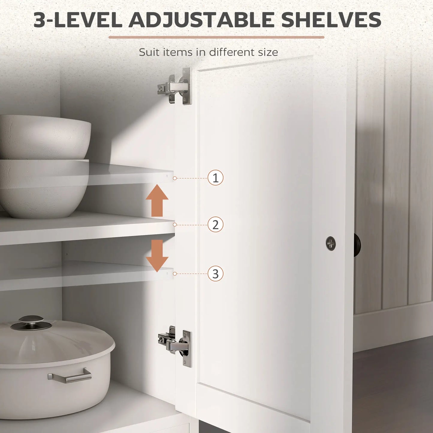 Kitchen Sideboard Cabinet, 2 Drawers, 4 Barn Doors, 2 Adjustable Shelves, White Bar Cabinets at Gallery Canada