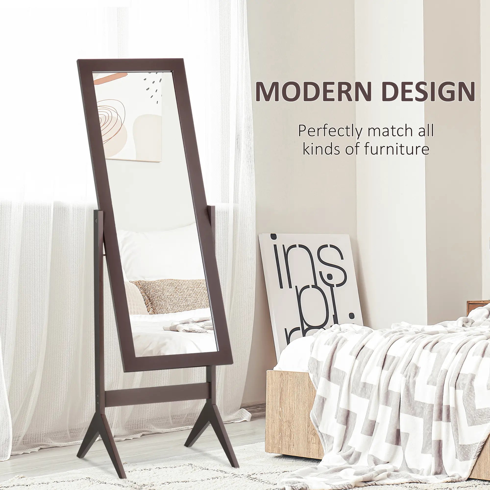 Full Length Mirror, Free Standing, Adjustable Angle, Dark Brown Full Length Mirrors at Gallery Canada