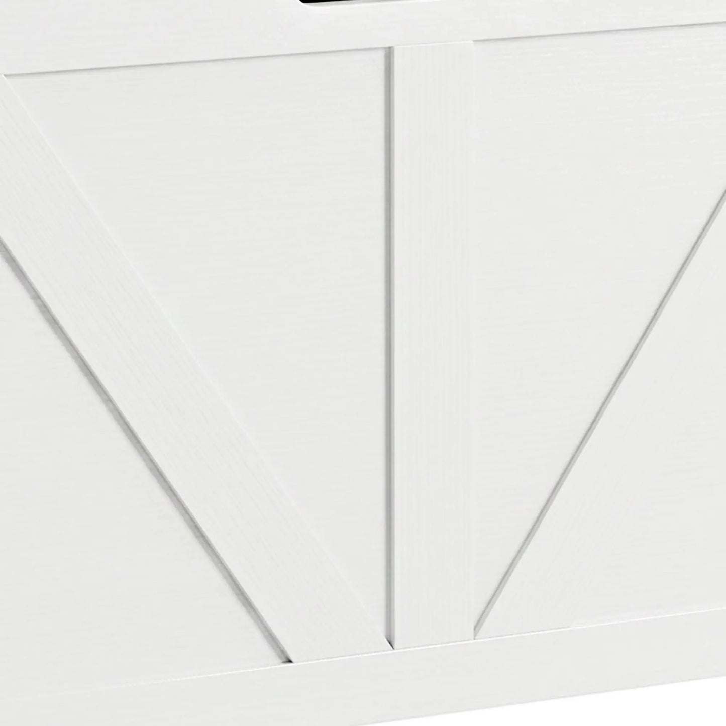 31.5 Inches Storage Chest with Safety Hinge, Wood Grain, White