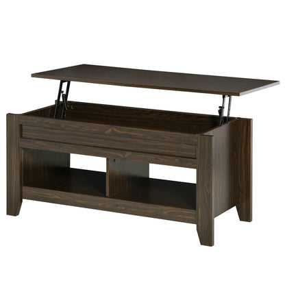 Lift Top Coffee Table, Hidden Storage, Open Shelves, Dark Walnut Coffee Tables at Gallery Canada