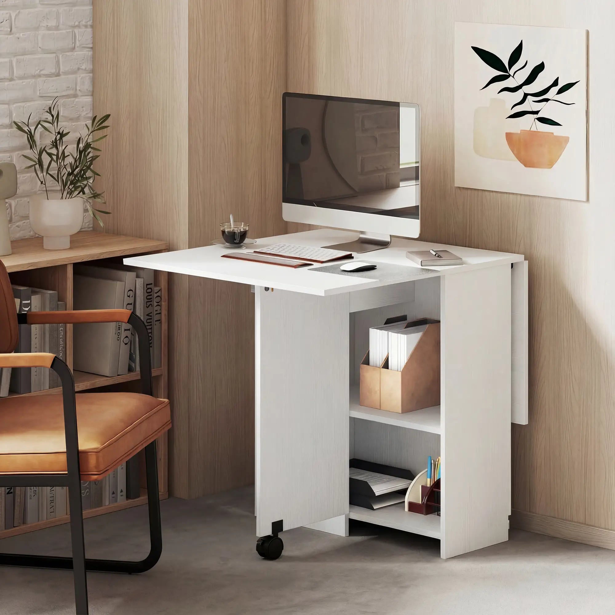 Folding Dining Table With Storage Drop Leaf, White Dining Tables at Gallery Canada