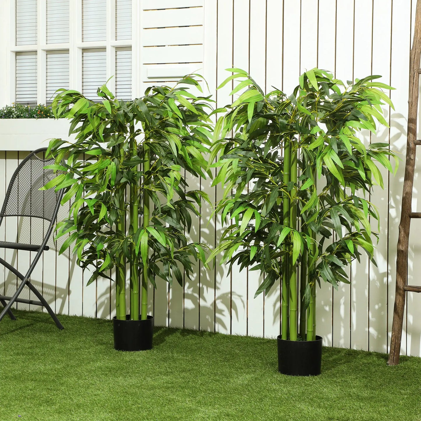 4.6FT Artificial Bamboo Tree Set, Decorative Faux Plant In Nursery Pot