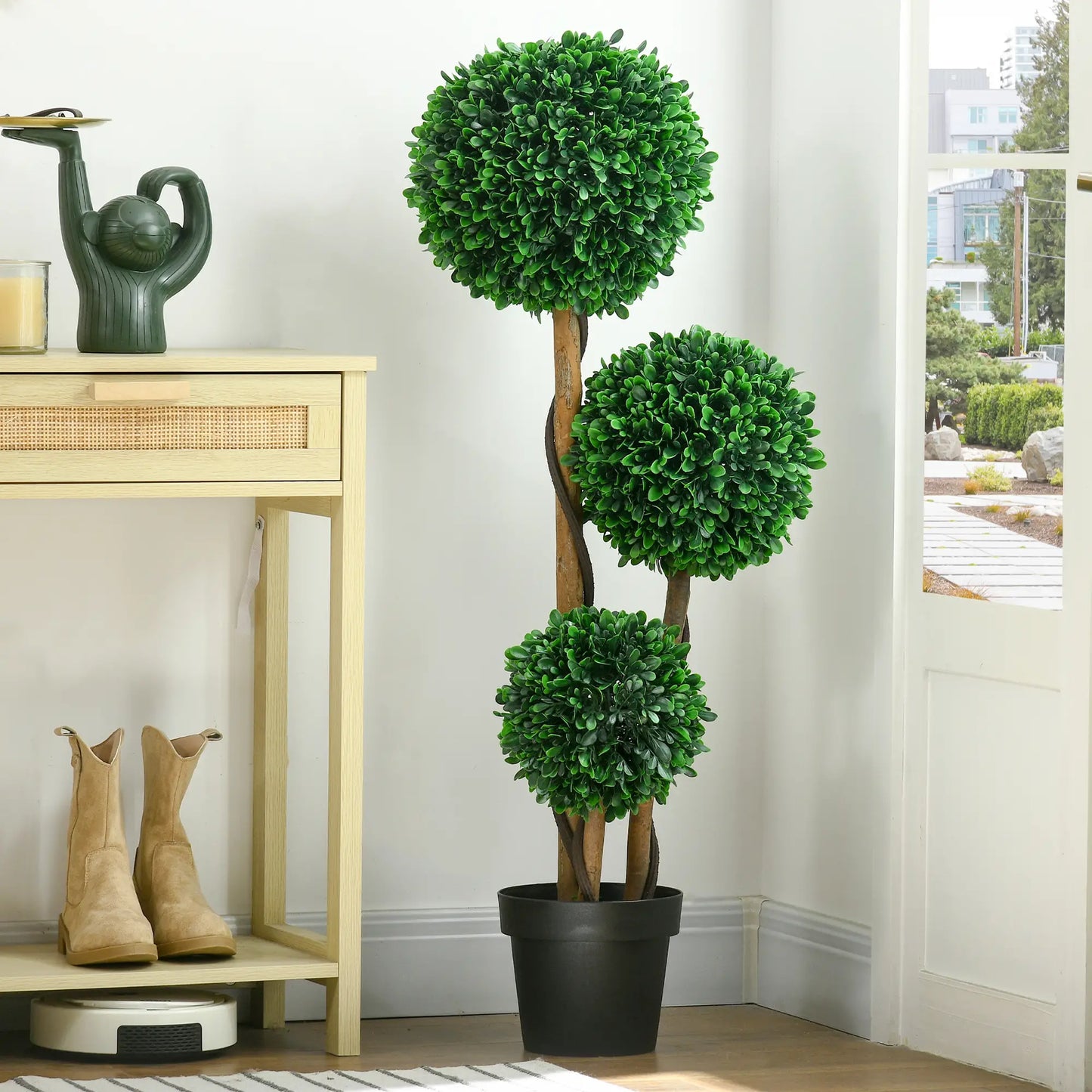 3.6ft Artificial Tree, Triple Ball Boxwood Topiary, Indoor Outdoor Artificial Trees at Gallery Canada