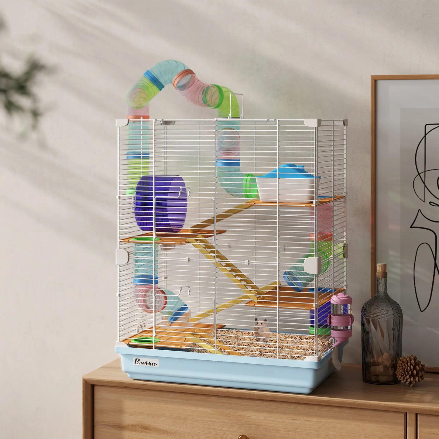 5-Tier Hamster Cage with Wheels, Tube, Water Bottle, Light Blue Hamster Cages at Gallery Canada
