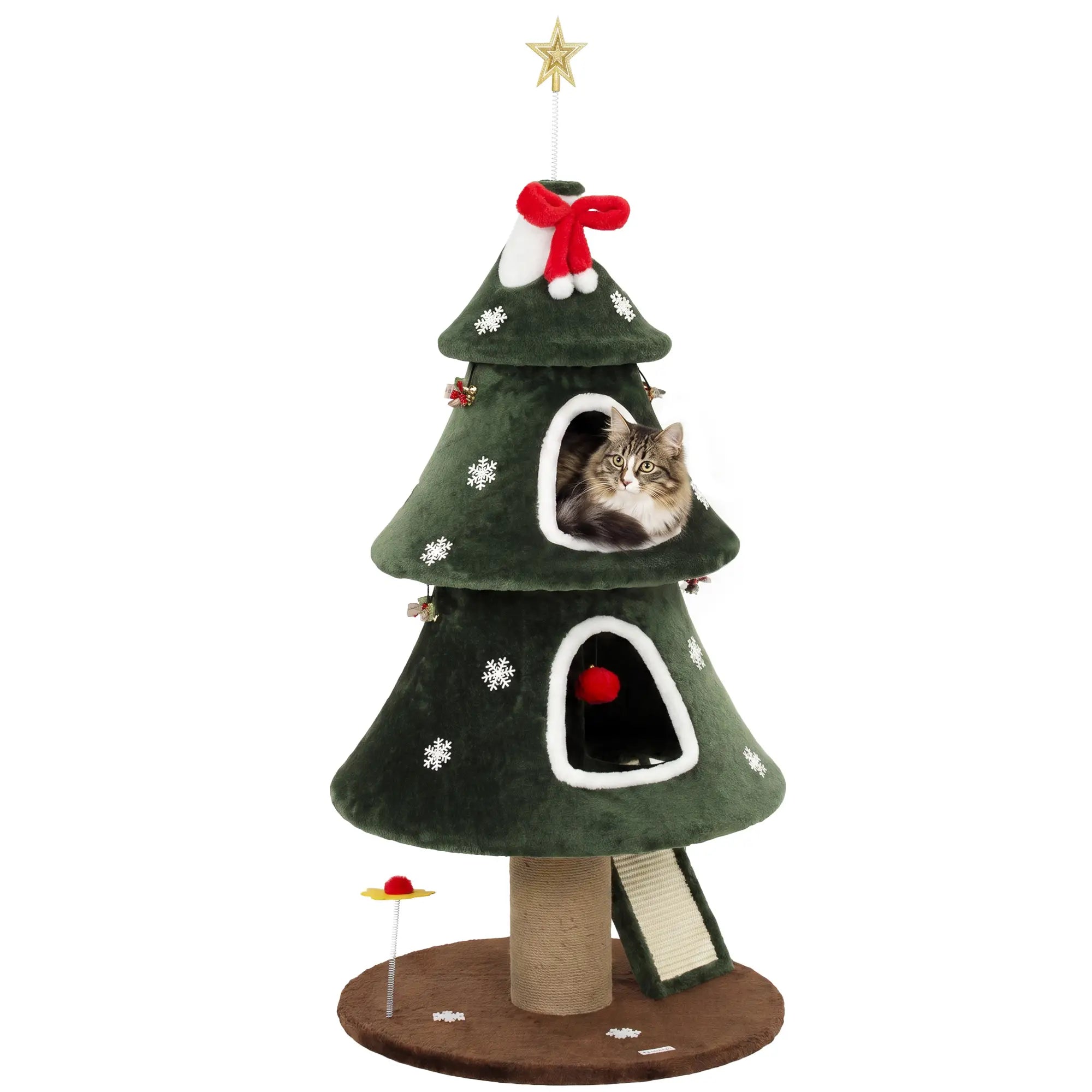 52'' Christmas Cat Tree, 2-Tier Tower with Condos & Scratchers Cat Trees at Gallery Canada