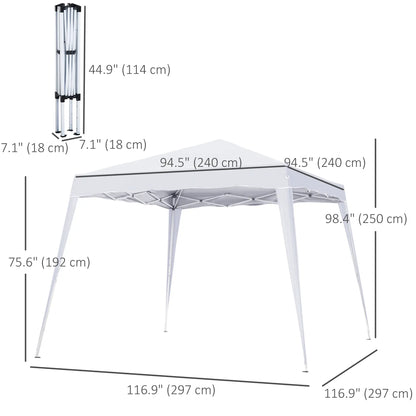 8' x 8' Pop Up Canopy, Outdoor Foldable Tent, Portable with Bag, White Pop Up Canopies at Gallery Canada