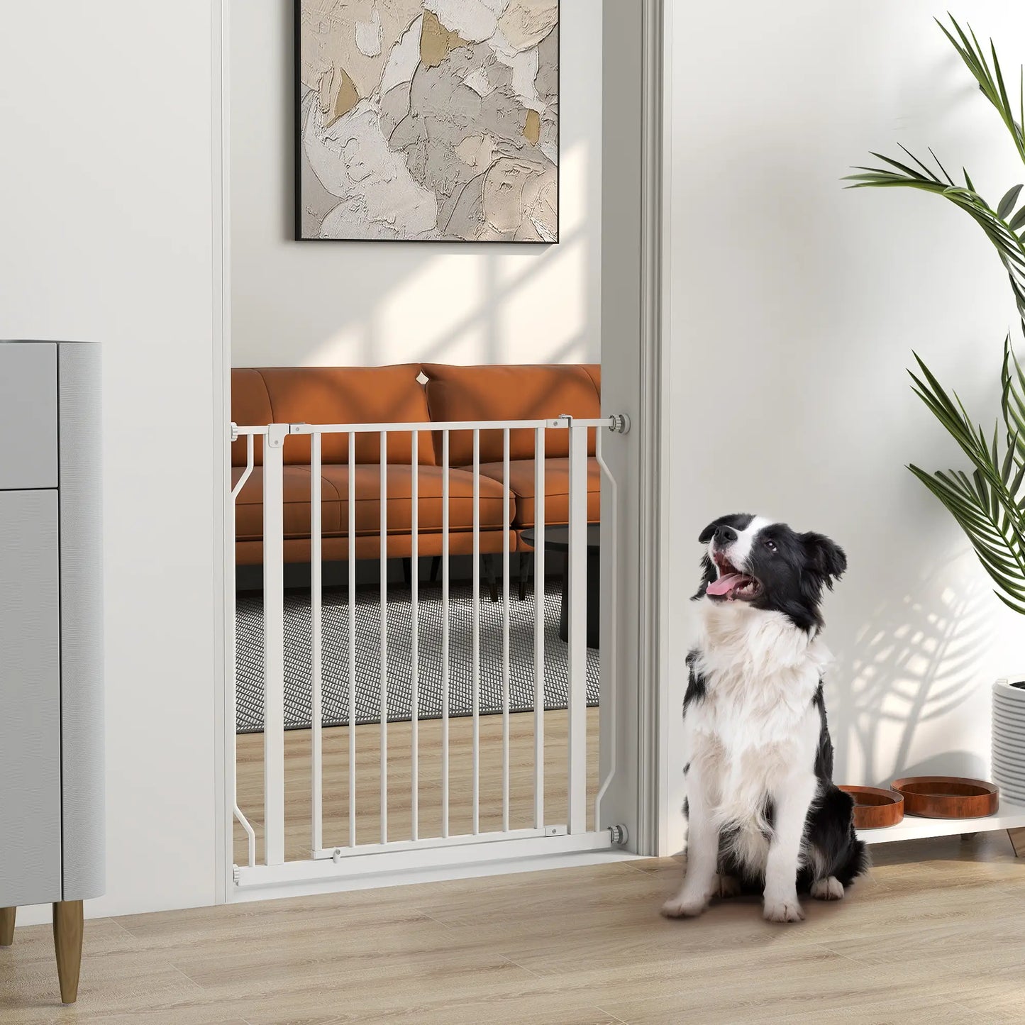 30"-34" Easy Install Pet Gate, Door & Double Lock, Extra Wide, White Houses, Kennels & Pens at Gallery Canada