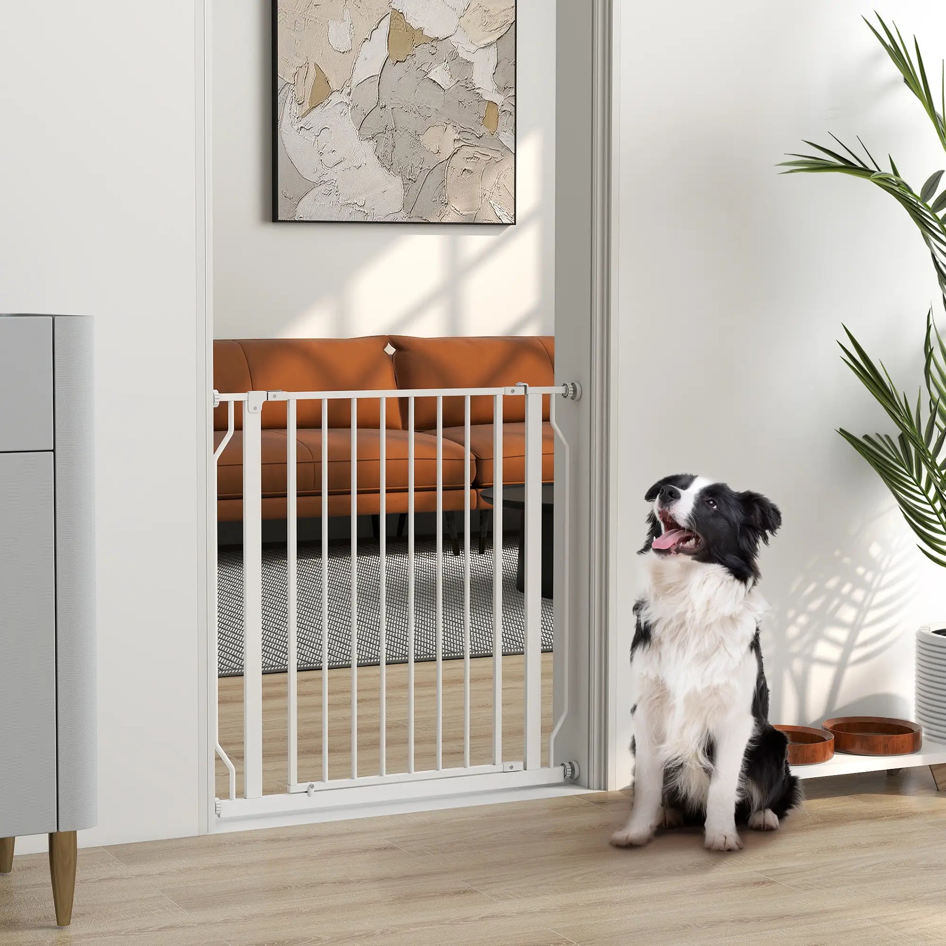 30"-34" Easy Install Pet Gate, Door & Double Lock, Extra Wide, White Houses, Kennels & Pens at Gallery Canada