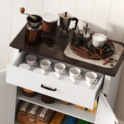 30" Buffet Cabinet, Farmhouse Sideboard, 1.2" Thick Top, White Storage Cabinets at Gallery Canada