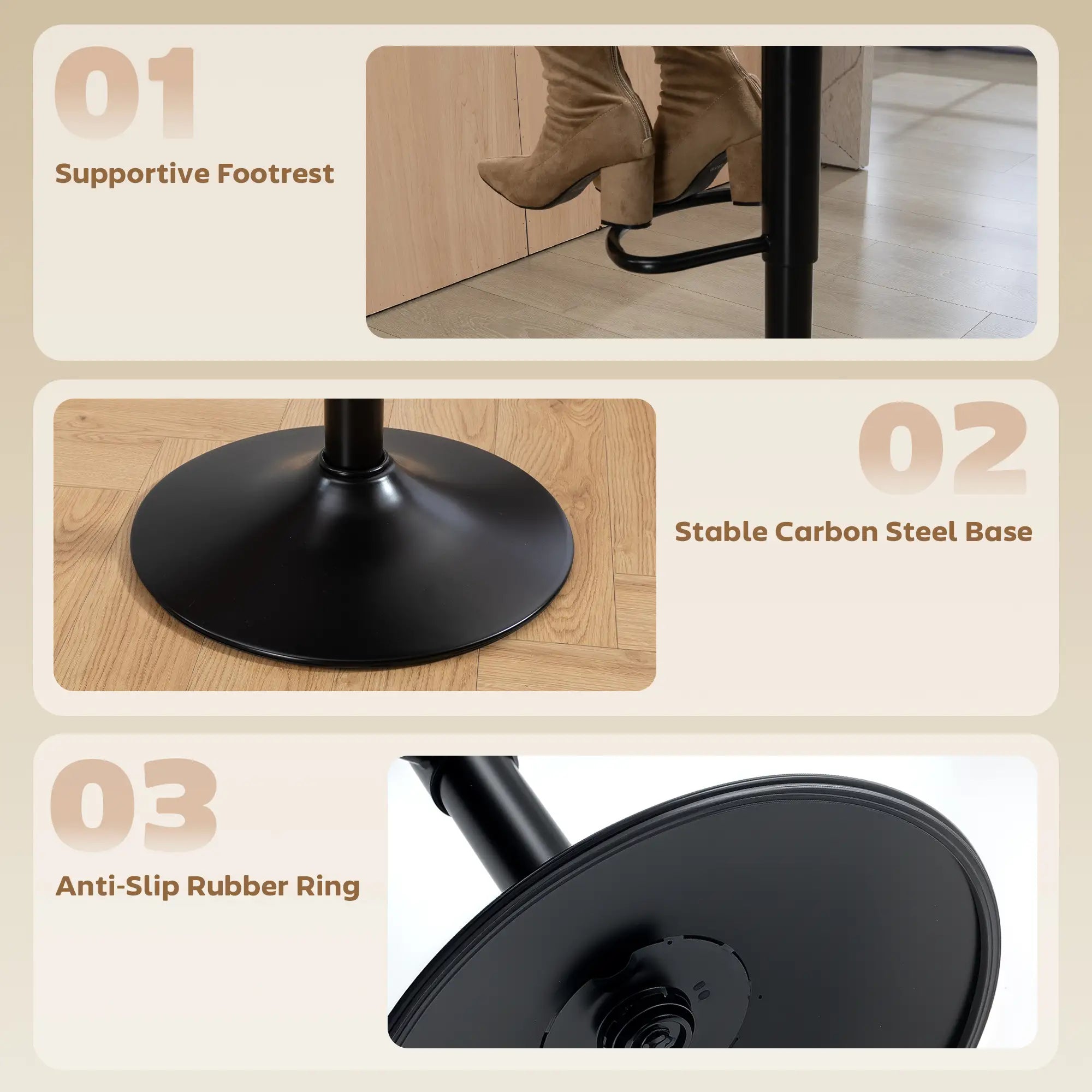 Swivel Bar Stools Set of 2, Counter Height, Adjustable, Black Bar Stools at Gallery Canada