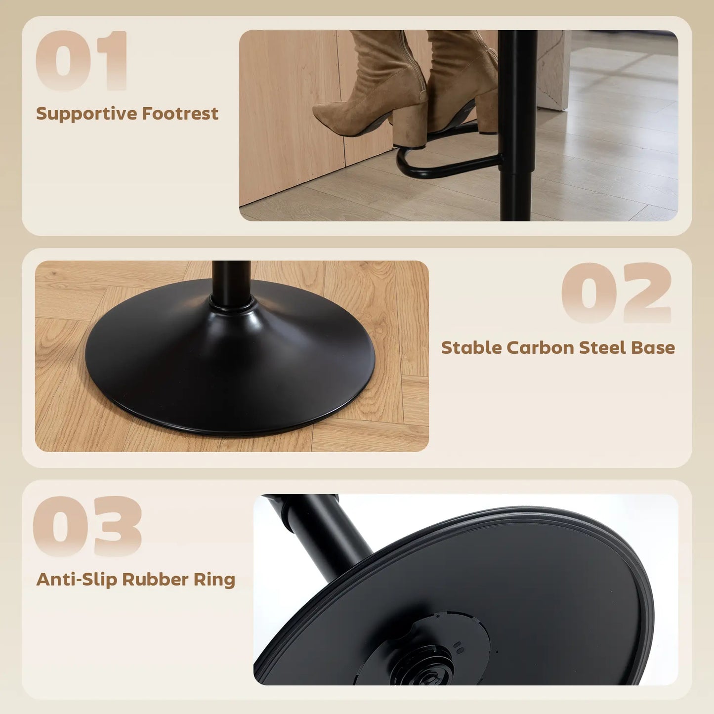 Swivel Bar Stools Set of 2, Counter Height, Adjustable, Black Bar Stools at Gallery Canada
