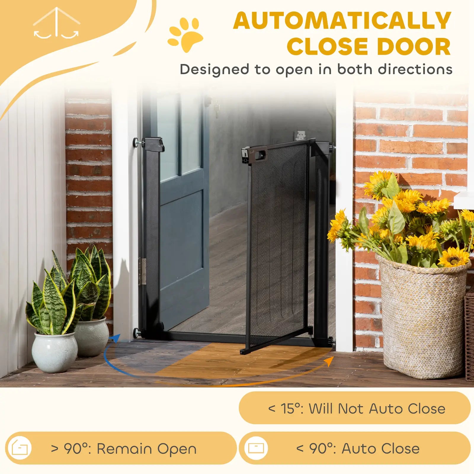 29.5"-32.3" Metal Pet Gate, Auto Closing Door, Double Locking, Black Houses, Kennels & Pens at Gallery Canada