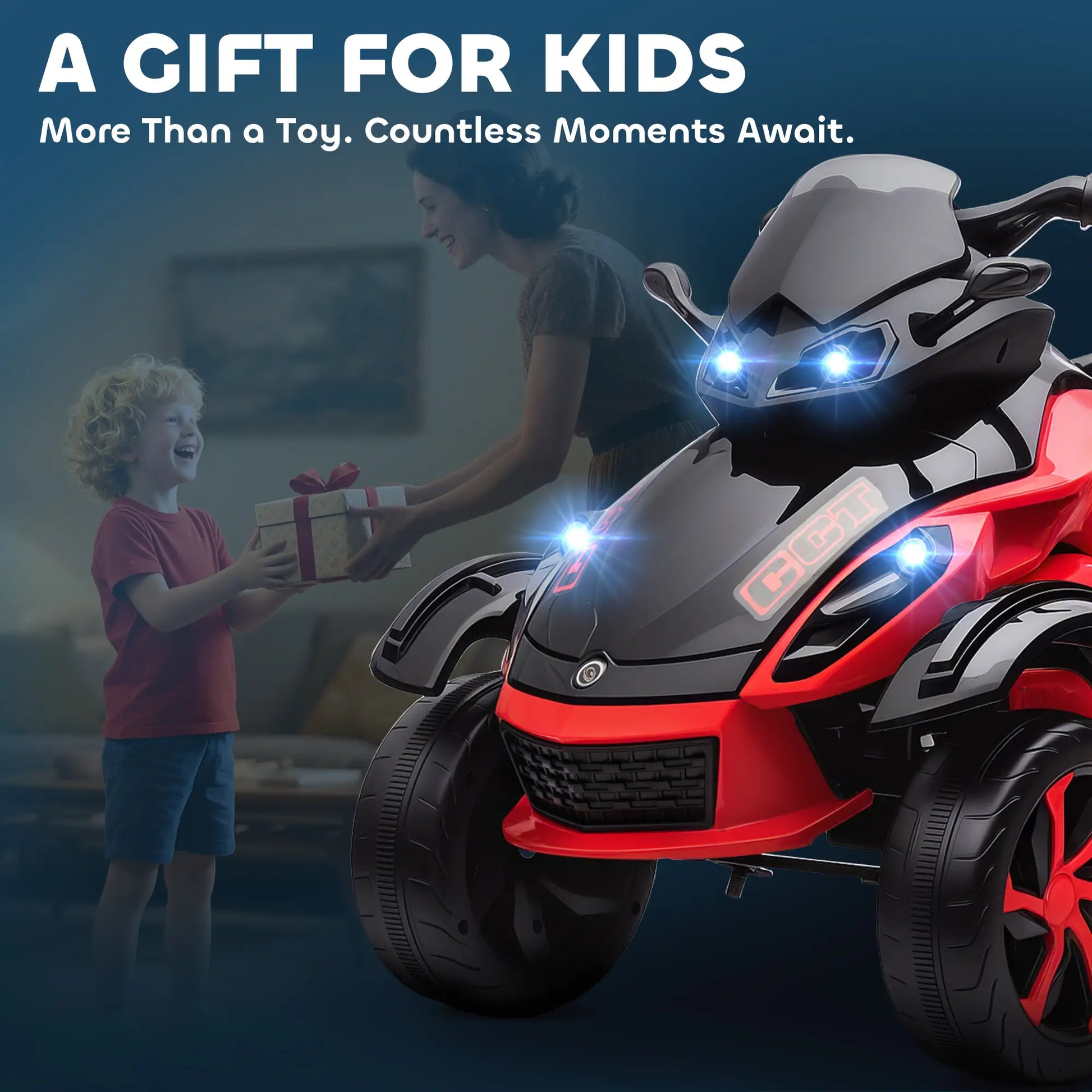 12V Kids ATV, Suspension Wheels, Soft Start, LED Lights, Music, Red Electric Ride On Toys at Gallery Canada