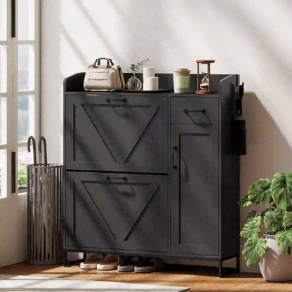 Farmhouse Shoe Storage Cabinet, Side Cabinet, Adjustable Shelves, Black Shoe Storage Cabinets & Racks at Gallery Canada