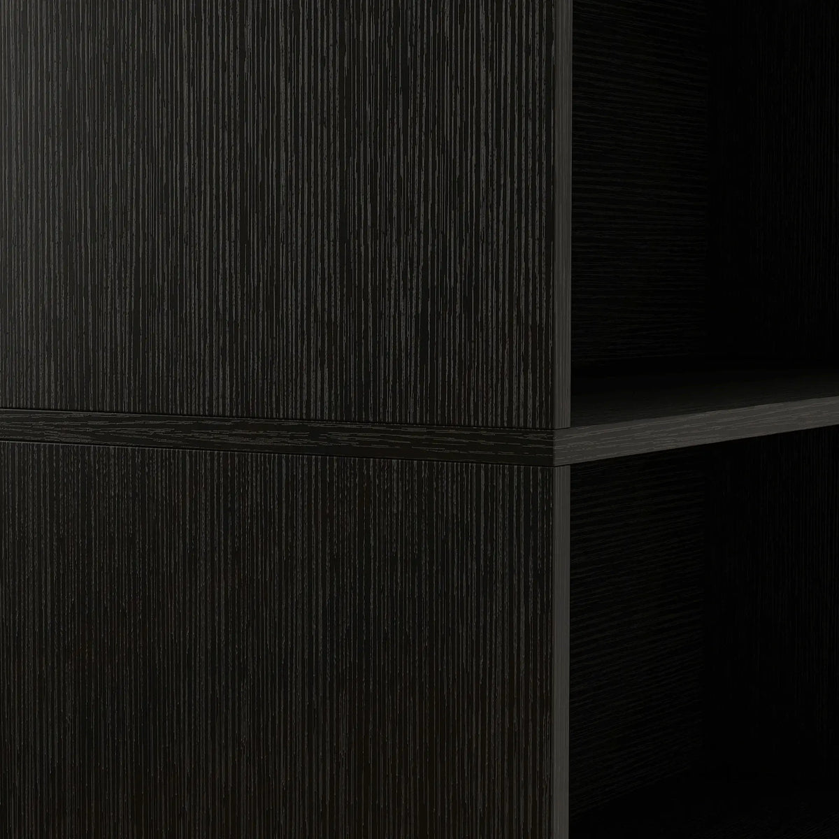 5-Tier Bookshelf With LED Lights, Cable Holes, Black Wood Grain