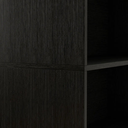 5-Tier Bookshelf With LED Lights, Cable Holes, Black Wood Grain