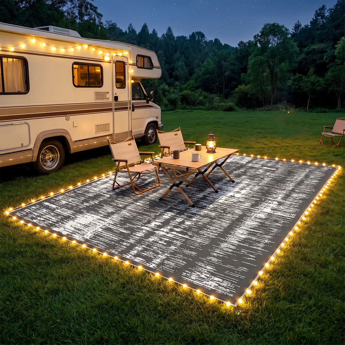 Waterproof Outdoor Camping Rug With LED Lights, 12' x 9' Outdoor Reversible Rugs at Gallery Canada