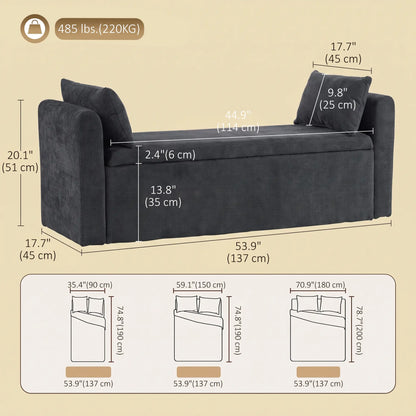 54" Storage Ottoman Bench with Pillows, Dark Grey, Dark Grey Storage Ottomans & Benches at Gallery Canada