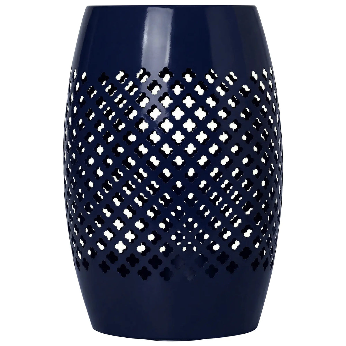 12" Steel Round Hollow Drum Side Table, Navy Blue Patio Side Tables Navy Blue at Gallery Canada