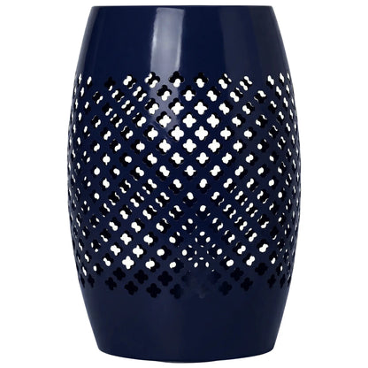 12" Steel Round Hollow Drum Side Table, Navy Blue Patio Side Tables Navy Blue at Gallery Canada