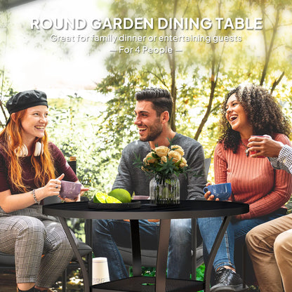 35.5" Round Outdoor Dining Table, Metal Patio Table With Umbrella Hole, Black Patio Dining Tables at Gallery Canada