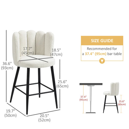 Faux Cashmere Bar Stools, Set of 2, Counter Height, 20.5"x19.7"x36.6", Cream Bar Stools at Gallery Canada