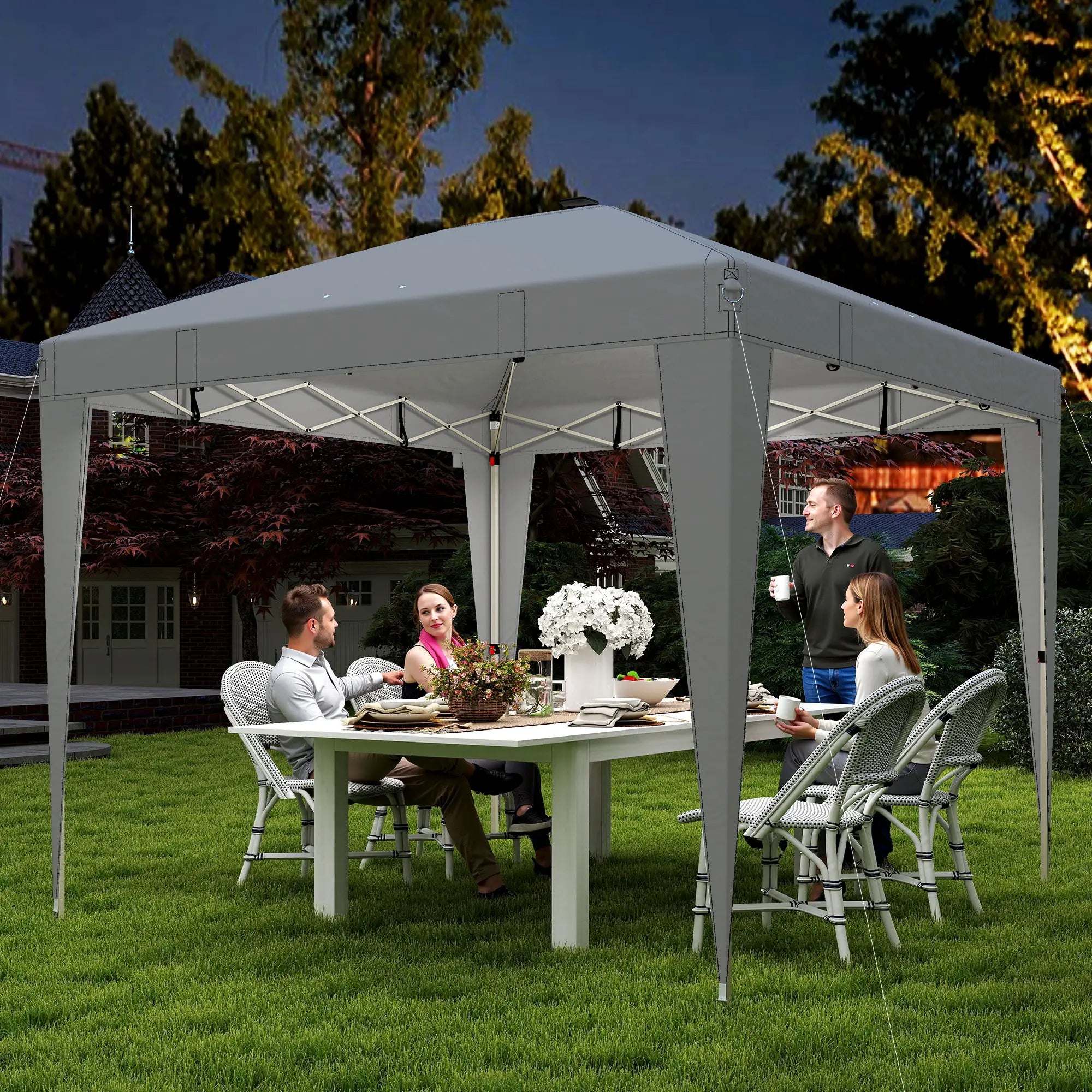 10 x 10 ft Pop Up Canopy Tent, Remote Control, UPF 50+, Light Grey Pop Up Canopies at Gallery Canada