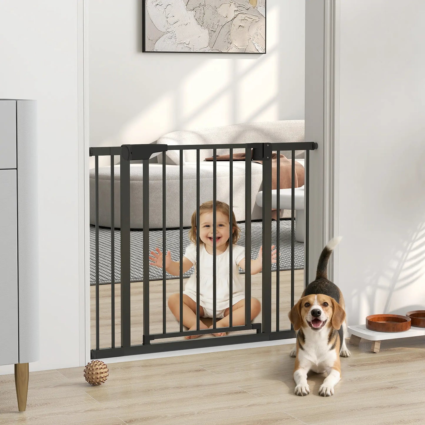 Baby Gate, Pet Safety Gate, 30"-41" Wide, Auto-Close, Black Pet Gates at Gallery Canada