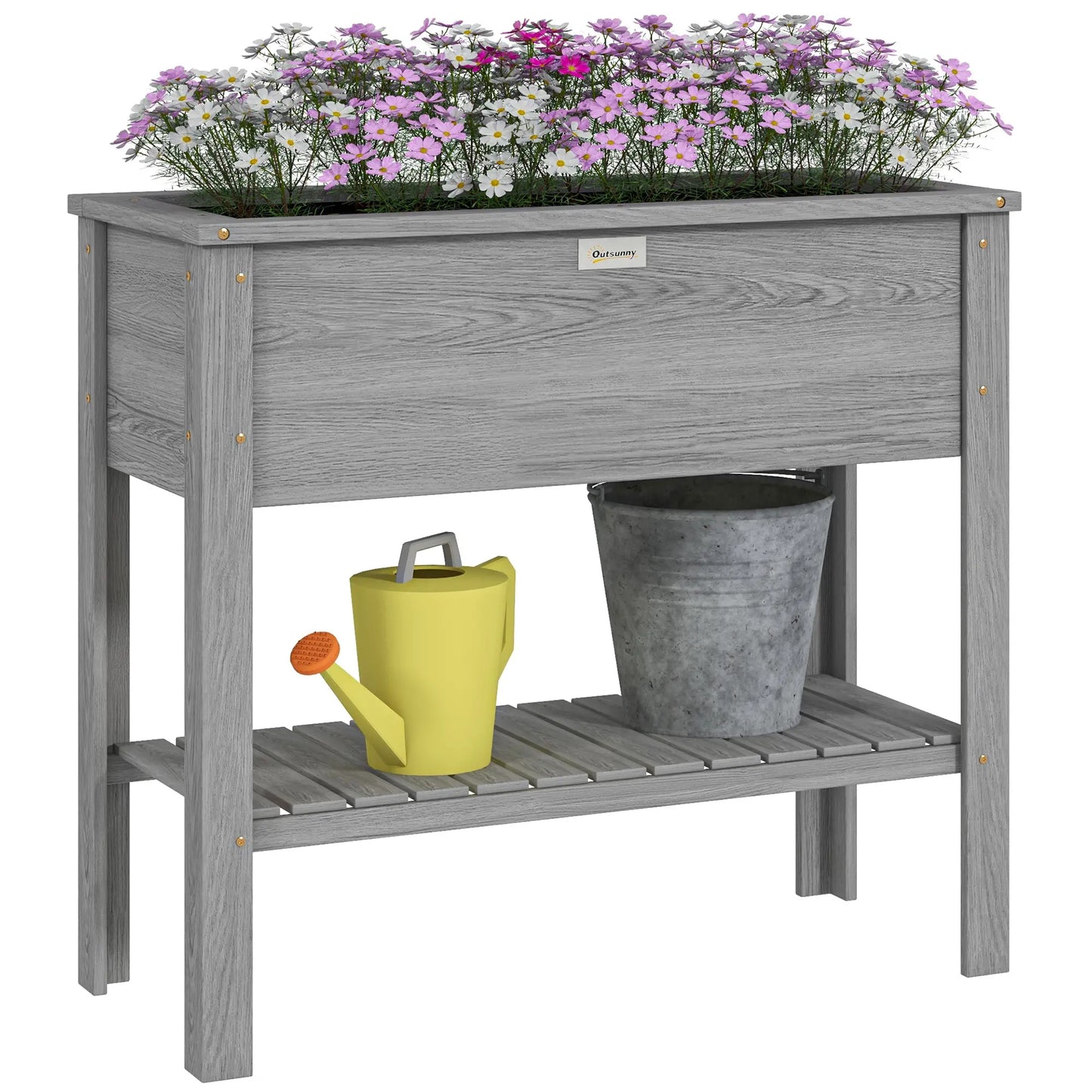 Elevated Planter Box with Storage, 36" x 16" x 32", Grey Raised Garden Beds Grey at Gallery Canada