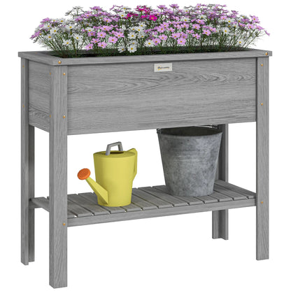 Elevated Planter Box with Storage, 36" x 16" x 32", Grey Raised Garden Beds Grey at Gallery Canada