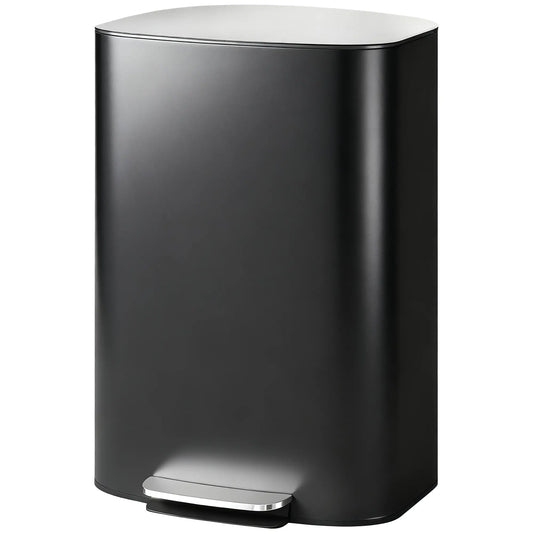 13.2 Gal Fingerprint-Proof Trash Can, Black Kitchen Trash Cans Black, Silver Tone at Gallery Canada