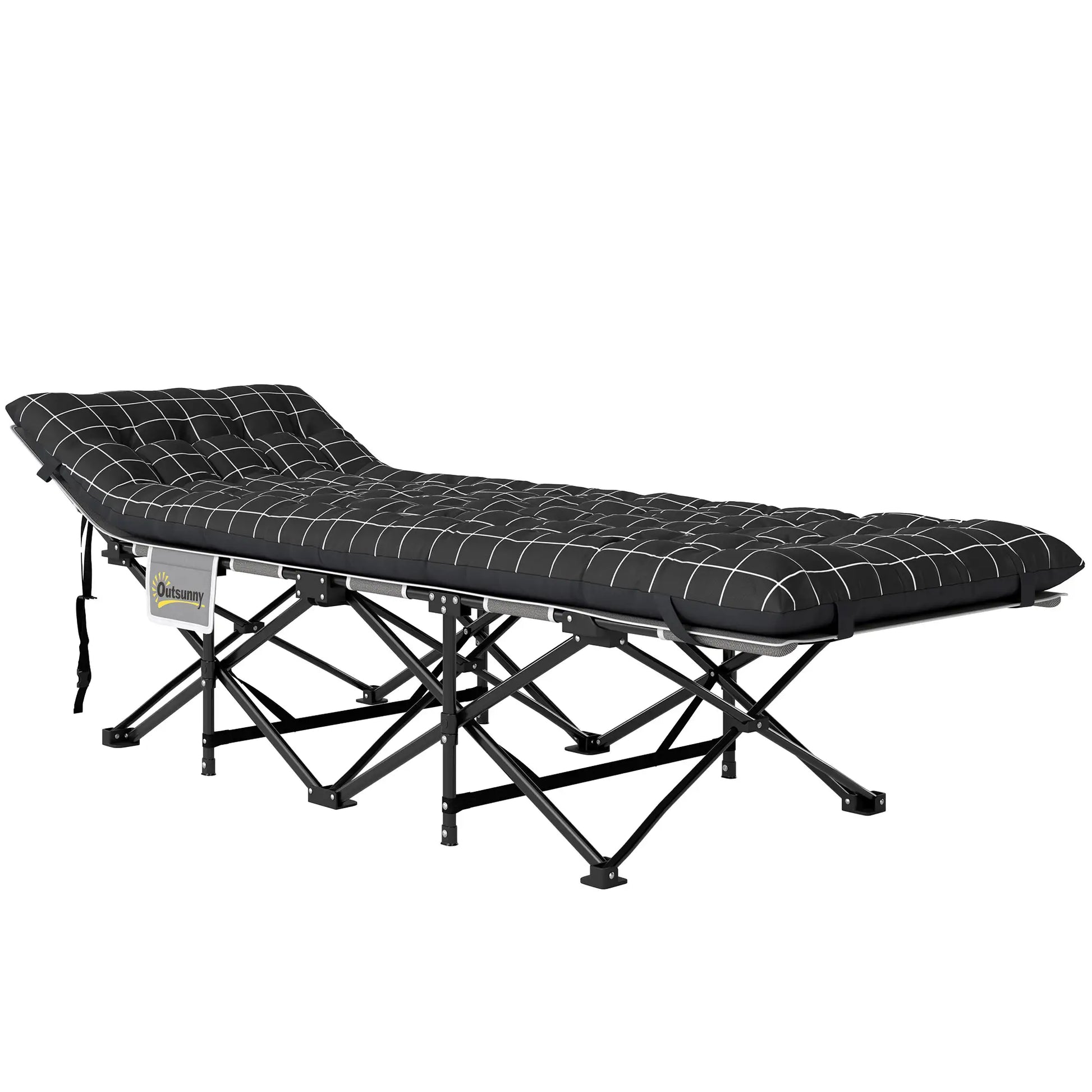 26.4" Wide Folding Camping Cot, Mattress, Storage Pocket, Carry Bag, 330 LBS, Black Camping Cots Black at Gallery Canada