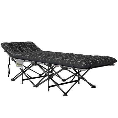 26.4" Wide Folding Camping Cot, Mattress, Storage Pocket, Carry Bag, 330 LBS, Black Camping Cots Black at Gallery Canada