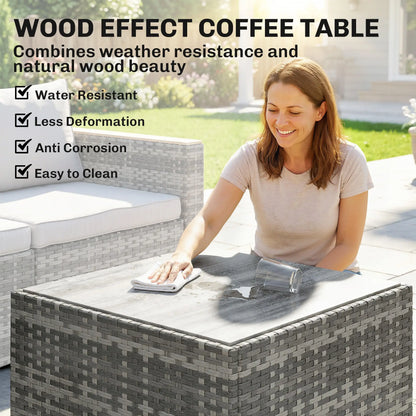 L-Shaped Wicker Patio Furniture Set, 7 Piece, Light Grey Patio Furniture Sets at Gallery Canada