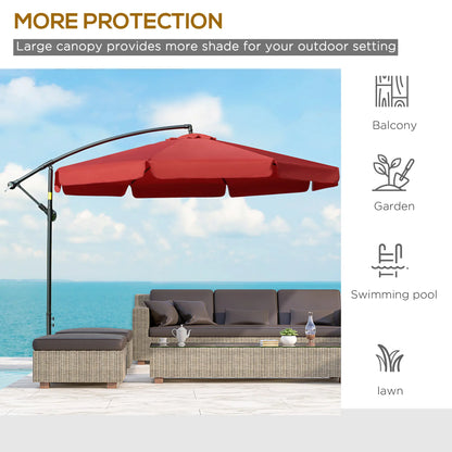 11FT Cantilever Patio Umbrella, Offset Hanging, Easy Tilt, Cross Base, Red Cantilever Umbrellas at Gallery Canada