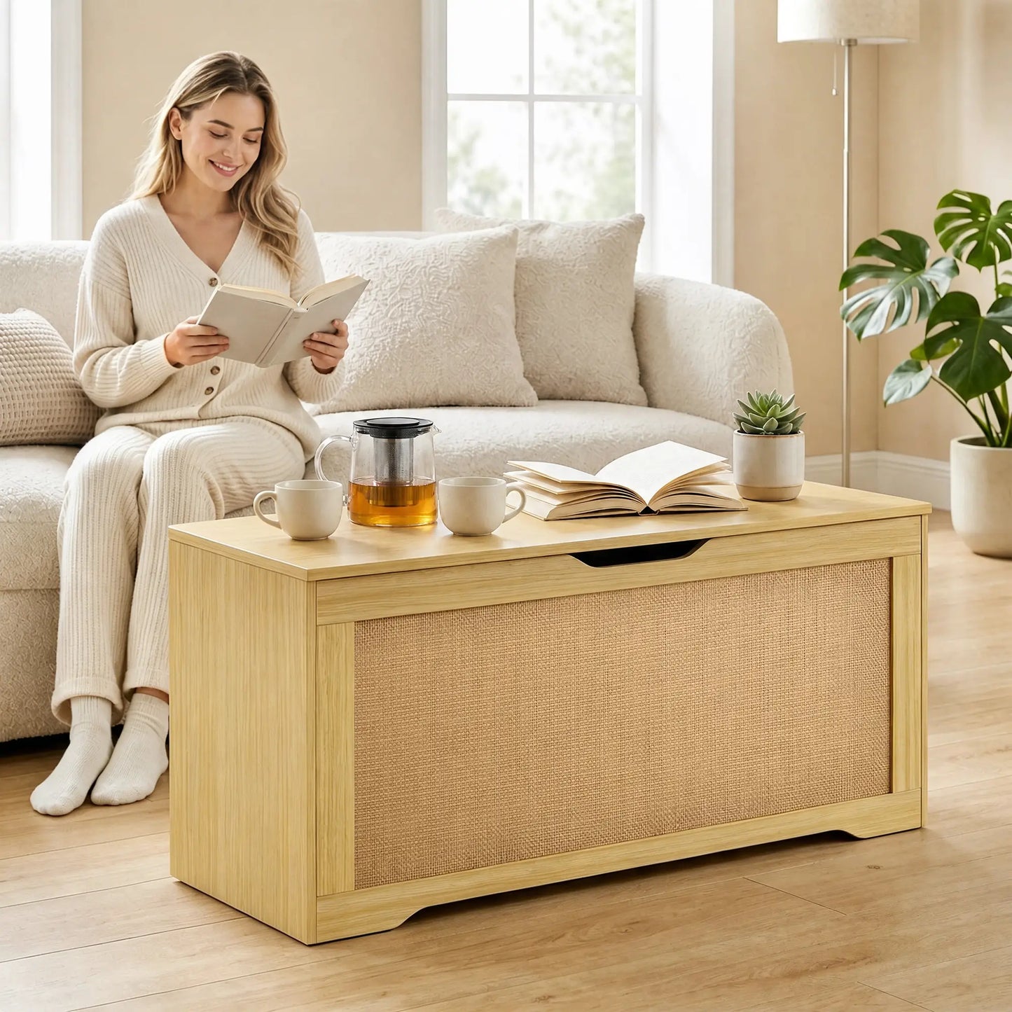 Storage Chest with Lift Top Storage Chest with Safety Hinges 39.4" Oak