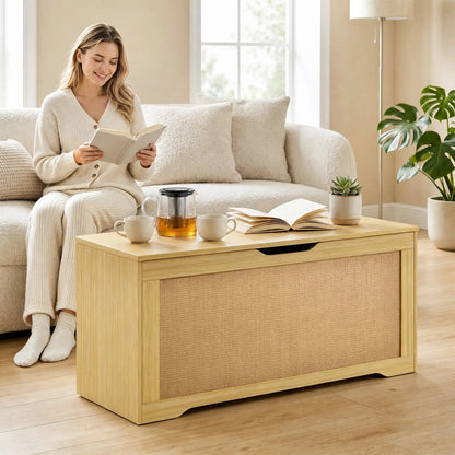 Storage Chest with Lift Top Storage Chest with Safety Hinges 39.4" Oak