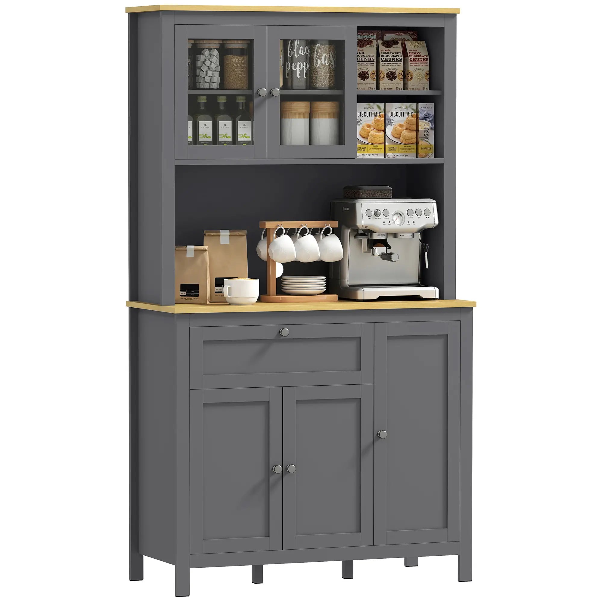 5-Door Kitchen Pantry Cabinet, Adjustable Shelves, 71 Inch Kitchen Pantry Cabinets at Gallery Canada