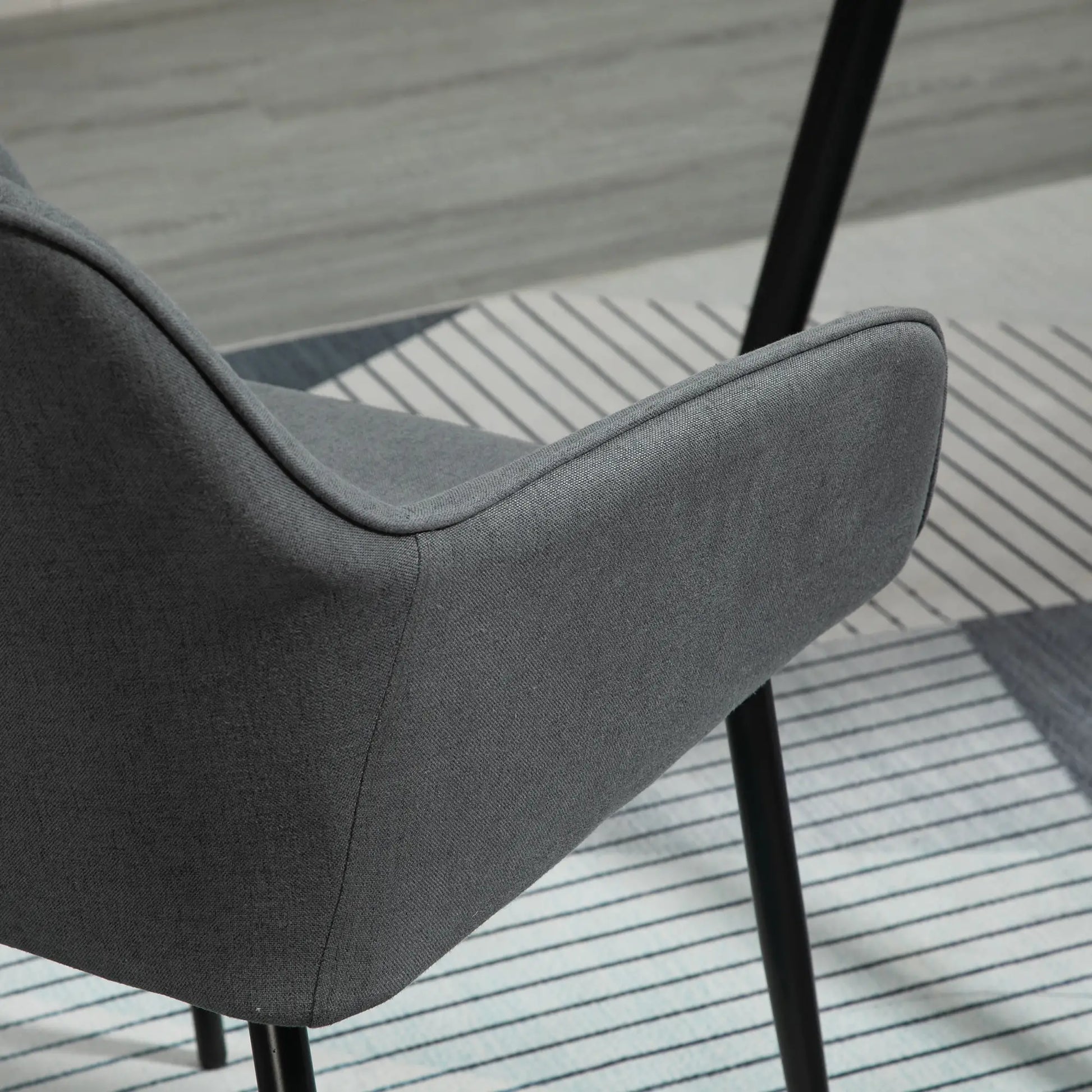 Dining Chairs Set of 2, Linen Upholstery, Metal Legs, Dark Grey Bar Stools at Gallery Canada