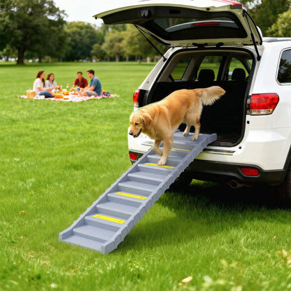 Foldable Dog Ramp With Anti-Slip Steps, Grey Dog Stairs at Gallery Canada