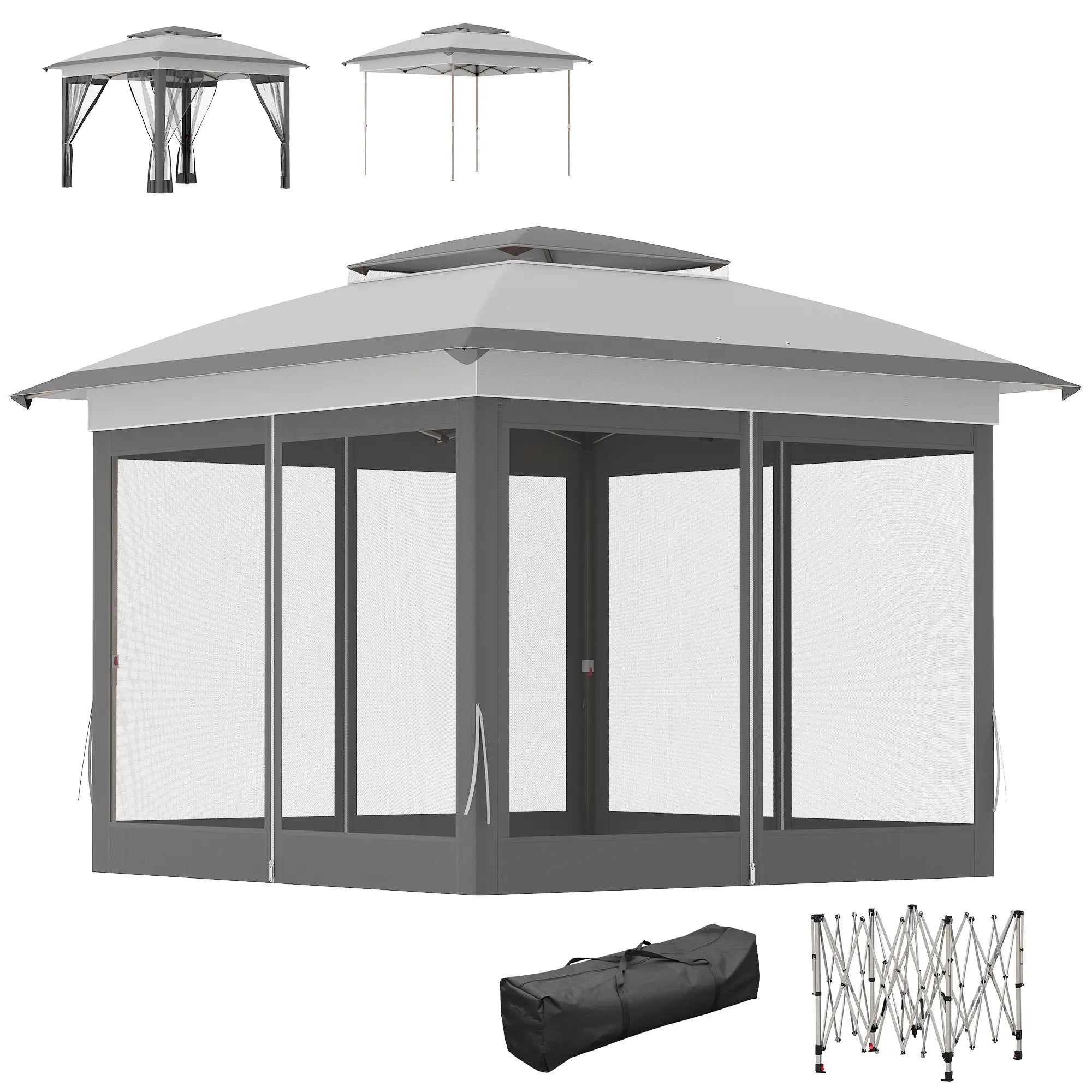 12' x 12' Pop Up Canopy, Mesh Sidewalls, Adjustable Height, Gray Pop Up Canopies at Gallery Canada