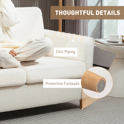 2-Seat Sofa with Armrests, Wood Legs, 2-Seater, Cream White 2-Seater Sofas at Gallery Canada